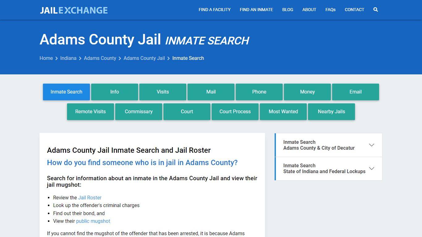 Inmate Search: Roster & Mugshots - Adams County Jail, IN